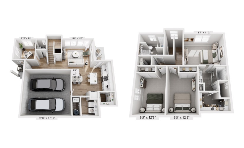 The Fillmore - Home 2 - 3 bedroom floorplan layout with 2.5 bathrooms and 1814 square feet