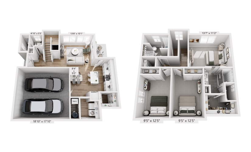 The Fillmore - Home 3 - 3 bedroom floorplan layout with 2.5 bathrooms and 1718 square feet